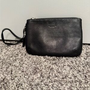Coach Midnight Black Leather Pouch vintage wristlet